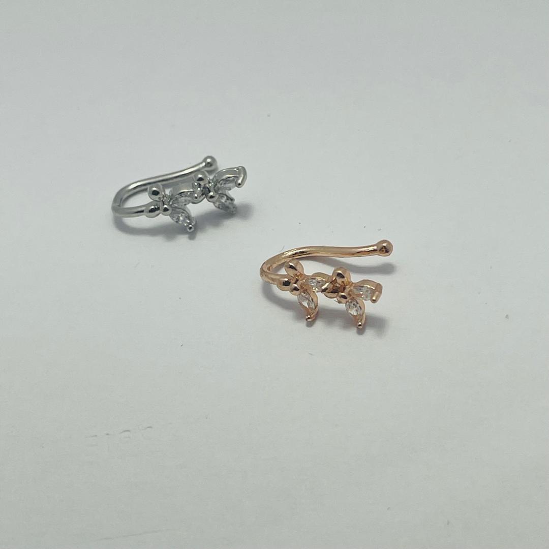 faux piercing de nez en acier inoxydable en forme de papillon.