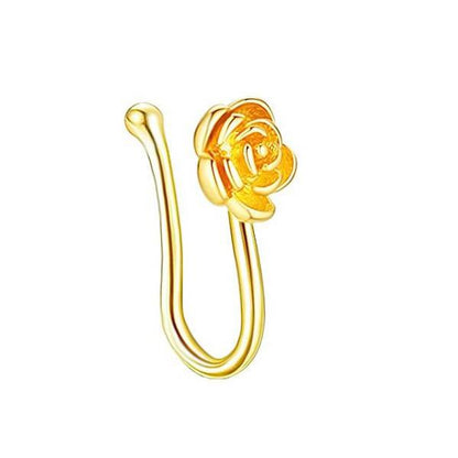 faux piercing de nez en acier inoxydable en forme de rose