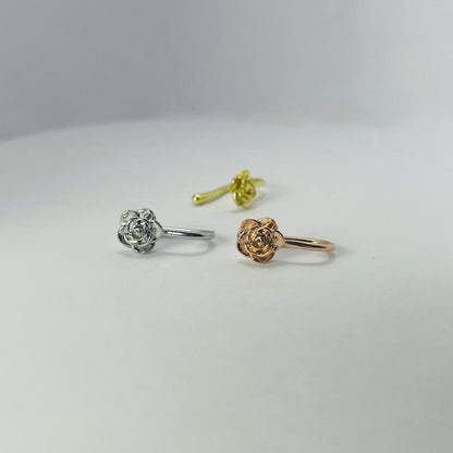 faux piercing de nez en acier inoxydable en forme de rose