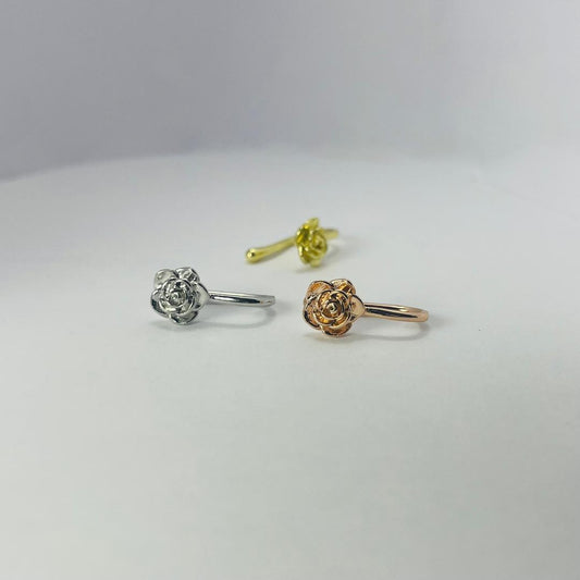 faux piercing de nez en acier inoxydable en forme de rose